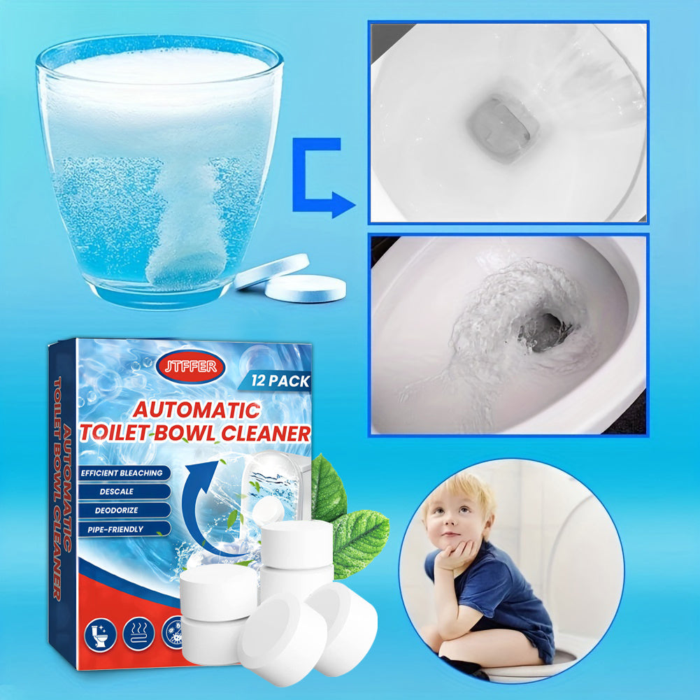 12-Pack Automatic Toilet Bowl Cleaner Tablets with Bleach