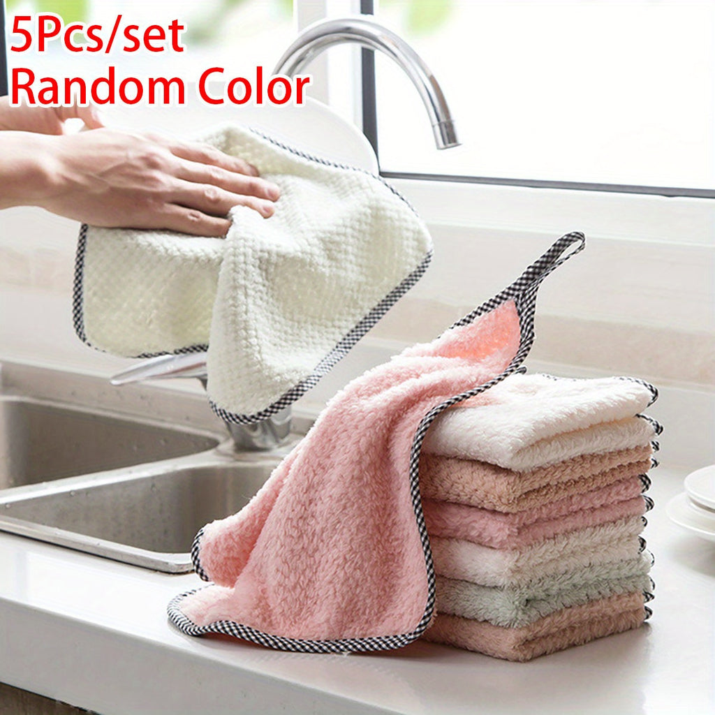 5pcs Thickened Coral Velvet Dish Towels