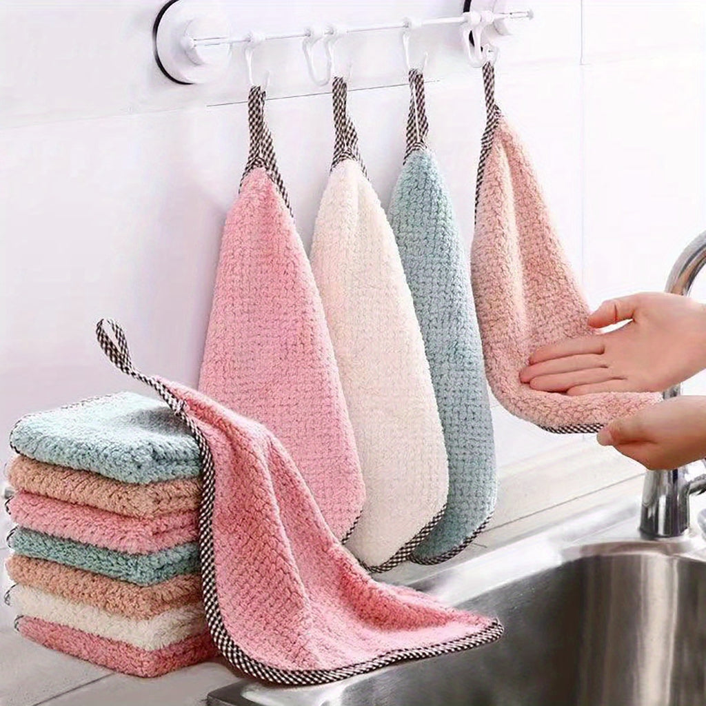 5pcs Thickened Coral Velvet Dish Towels