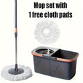 4pcs Family Spin Mop and Bucket, Includes 1 Replacement Cloth and 1 Spray Bottle
