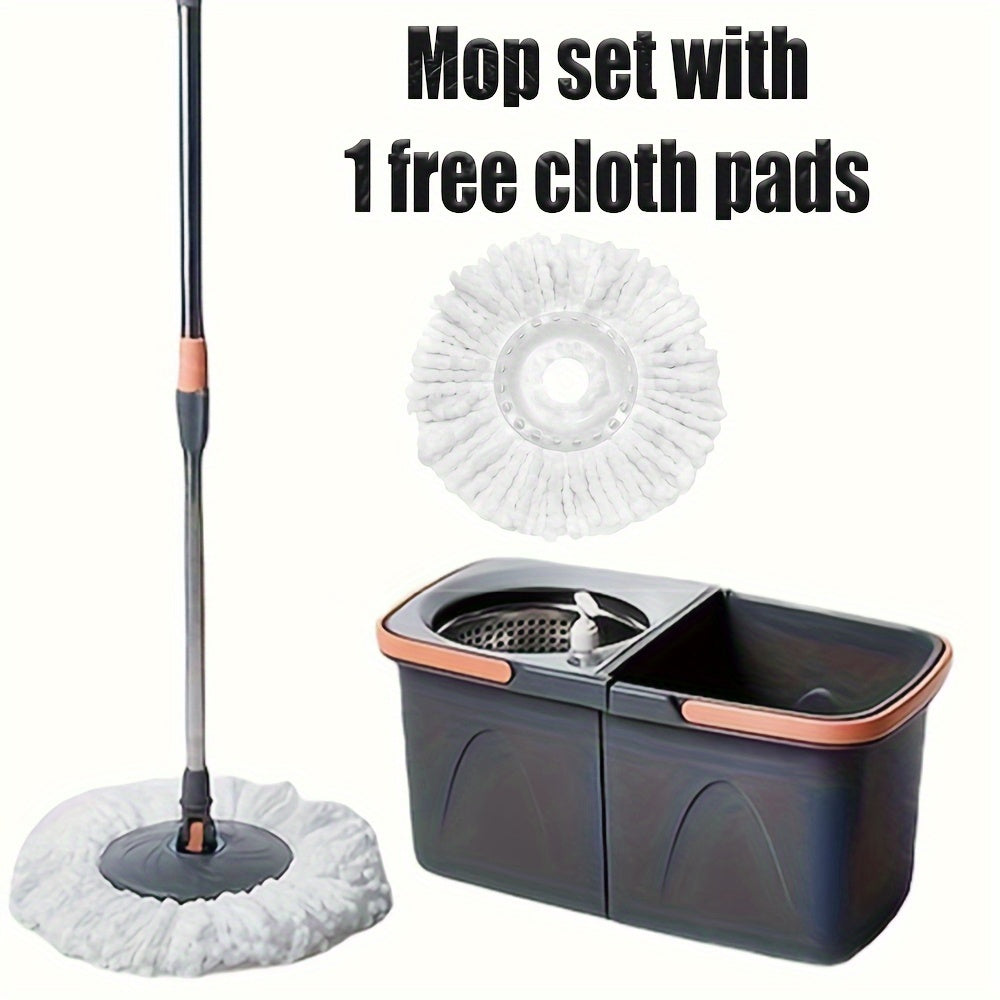 4pcs Family Spin Mop and Bucket, Includes 1 Replacement Cloth and 1 Spray Bottle
