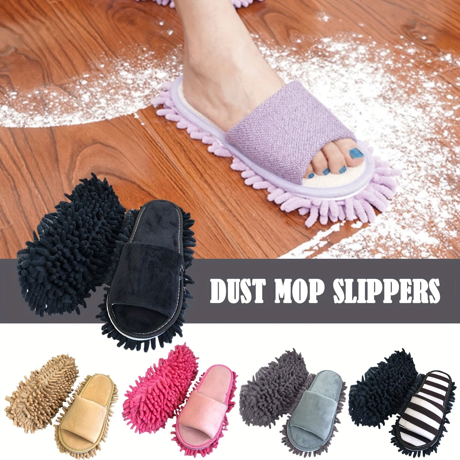 1 Pair of Detachable Floor Cleaning Slippers
