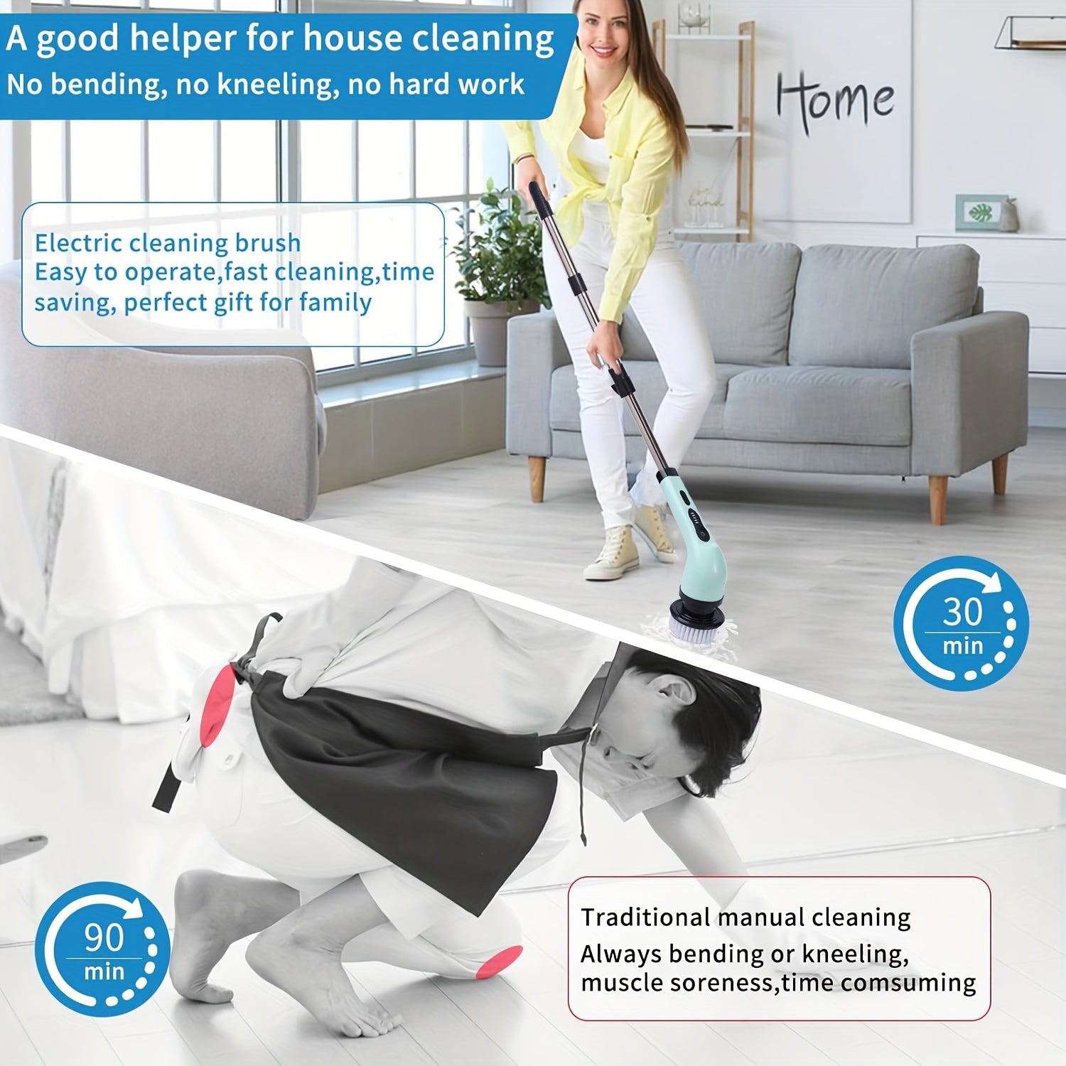 Electric Spin Scrubber With 7 Replaceable Brush Head