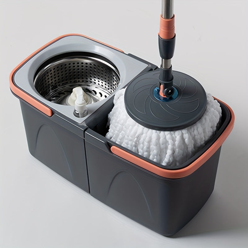 4pcs Family Spin Mop and Bucket, Includes 1 Replacement Cloth and 1 Spray Bottle