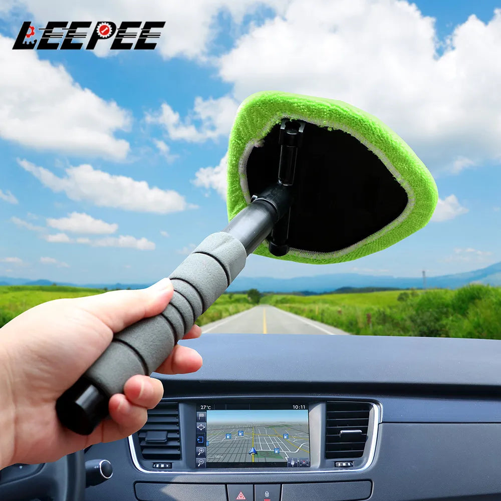 Window Scraping Mist Eliminator Microfiber Car Window Cleaner Telescopic