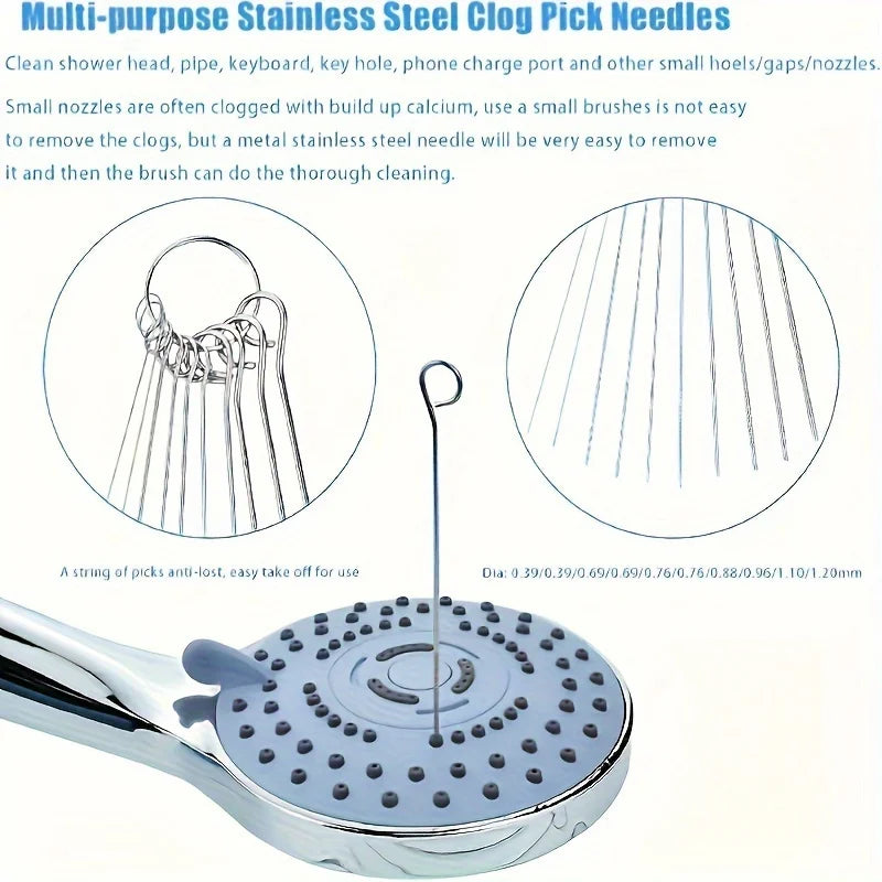10 Stainless Steel Needle Shower Head Cleaning Brush Set