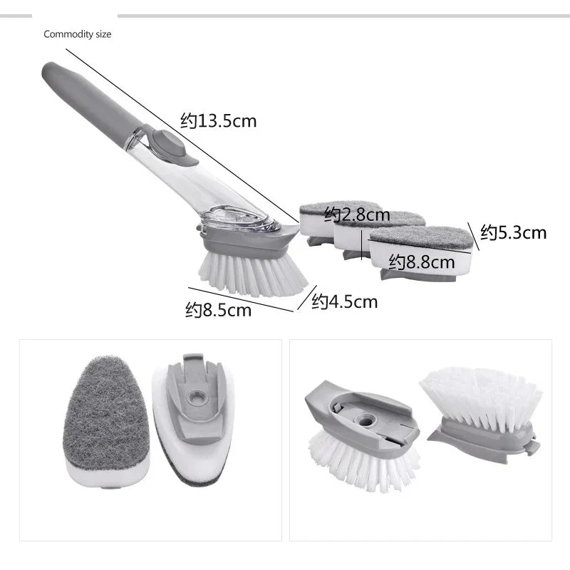 Kitchen Cleaning Brush 2 In 1 Long Handle
