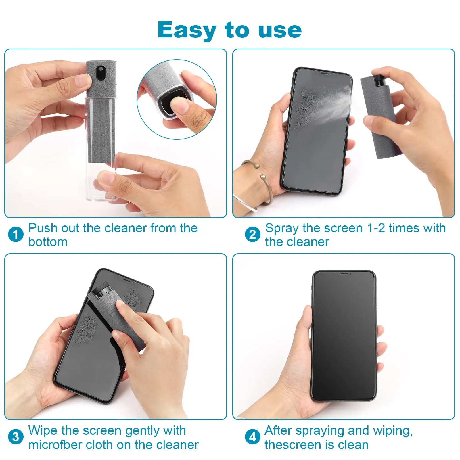 Microfiber Screen Cleaner Spray Bottle Set