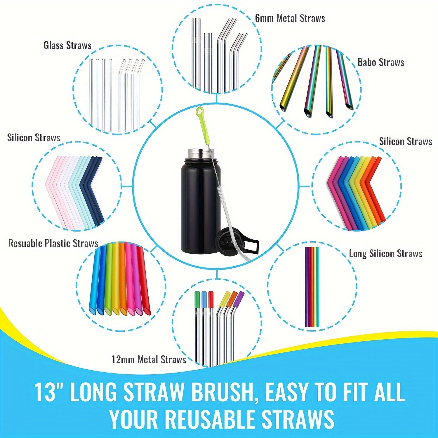 8pcs/set, Cup Cleaning Tools