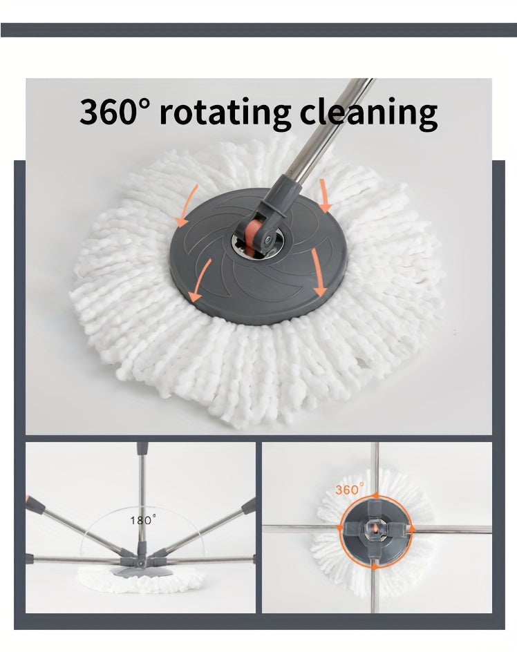4pcs Family Spin Mop and Bucket, Includes 1 Replacement Cloth and 1 Spray Bottle