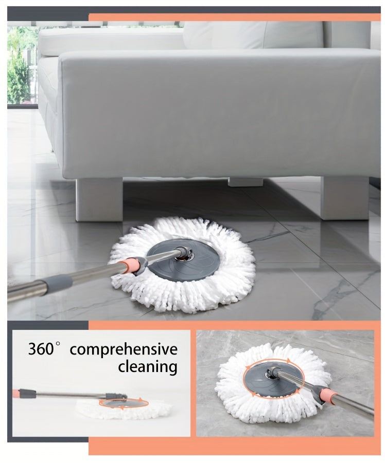4pcs Family Spin Mop and Bucket, Includes 1 Replacement Cloth and 1 Spray Bottle